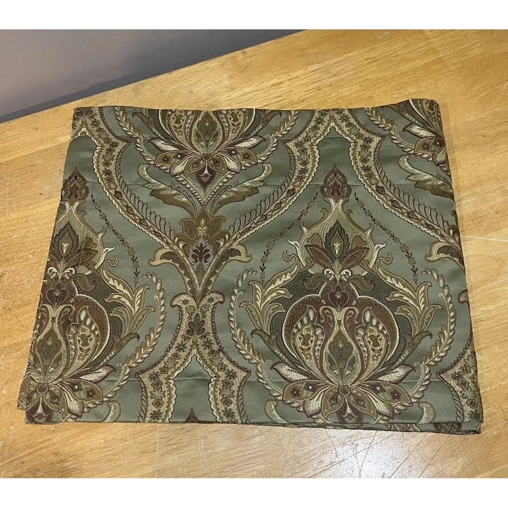 American‎ Century Home Valance Green Gold Damask Jacquard 86x18